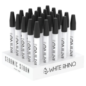 White Rhino White Ceramic Dab Straw w/ Silicone cap - 25ct Jar [NS3001]